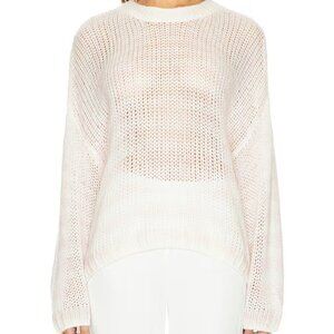 Sablyn 100% Cashmere Loose Open Knit Pink Ivory Stripe Oversized Sweater Small